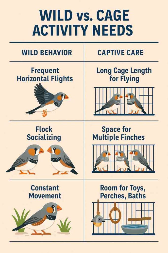 zebra finch cage size infographic